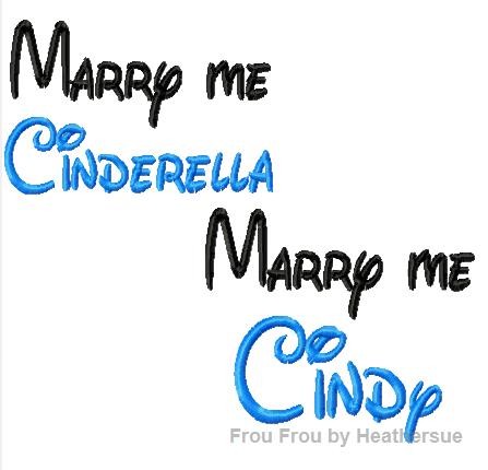 Marry Me Cindy  TWO Machine  Embroidery Designs, Multiple Sizes, including  4 inch