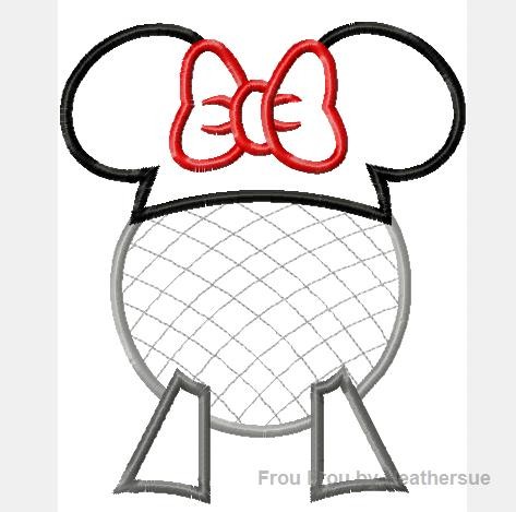 Silver Ecpot Ball with Miss Mouse Hat TWO Machine Applique Embroidery Designs, Multiple sizes including 4 inch