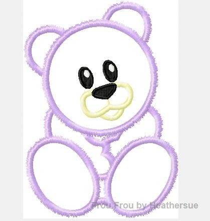 Teddy Bear  Machine Applique Embroidery Design, multiple sizes, including 4 inch