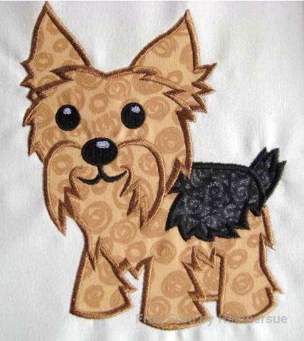 Yorkie Yorkshire Terrier Dog Puppy Machine Applique Embroidery Design, multiple sizes, including 4 inch