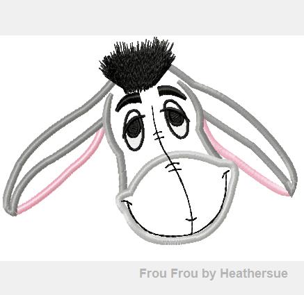 Donkey Head P0oh Applique Machine Embroidery Design Multiple Sizes, including 4 inch