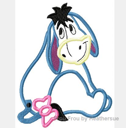 Donkey Full Body P0oh Applique Machine Embroidery Design Multiple Sizes, including 4 inch