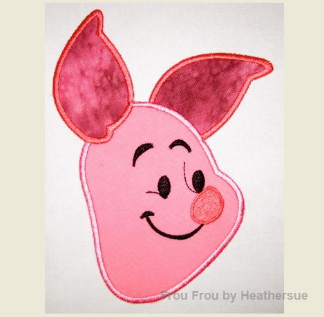 Pig Head P0oh Machine Applique Embroidery Design, multiple sizes, including 4 inch