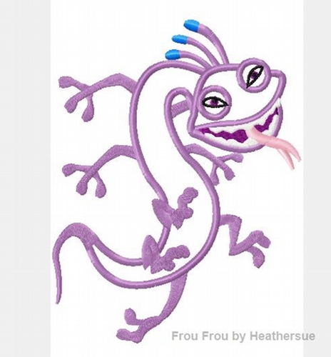 Lizard Monster Symbol Machine Applique Embroidery Design, Multiple sizes, including 4 inch