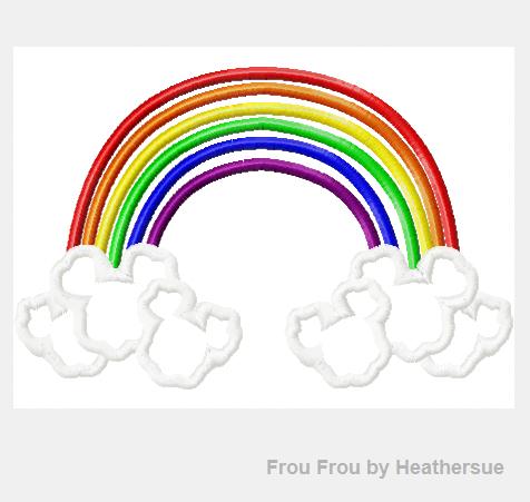 Rainbow Mister Mouse Machine Applique Embroidery Design, Multiple sizes including 4 inch