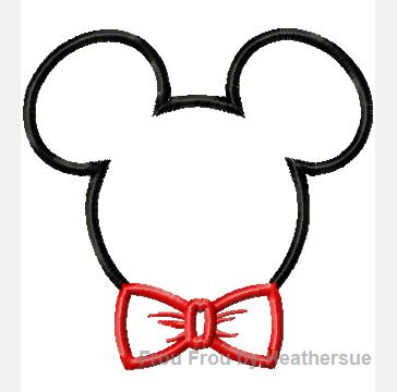 Mister Mouse with Bow Tie Applique Embroidery Design, multiple sizes, including 4 inch