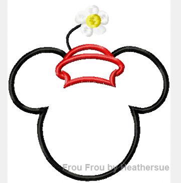 Vintage with Hat Miss Mouse Head, Machine Applique Embroidery Design, Multiple Sizes- including 4 INCH
