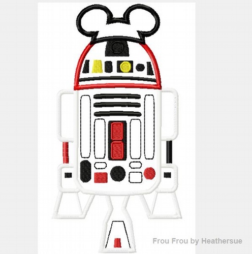 R3MK Space Wars Machine Applique Embroidery Design Multiple Sizes, including 4 inch