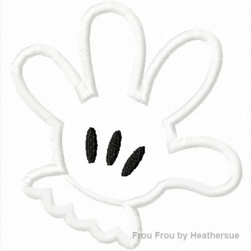 Miss Mouse Hand Machine Applique Embroidery Design, Multiple sizes, including half, 1, 2, 4, 5, and 6 inch