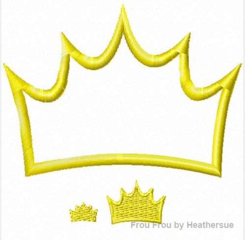 Crown Machine Applique Embroidery Design, multiple sizes including half, 1, 2, 3, 4, 7, and 10 inch