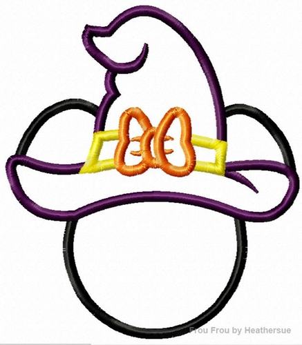Witch Miss Mouse Halloween Machine Applique Embroidery Design, multiple sizes, including 4 inch