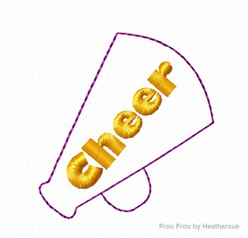 Clippies Cheer Megaphone Machine Embroidery In The Hoop Project 1, 1.5, and 2 inch