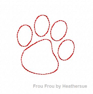 Clippies Paw Print Machine Embroidery In The Hoop Project 1, 1.5, and 2 inch