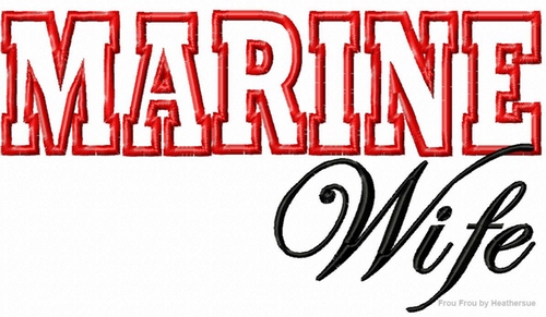 Marine Wife Machine Applique Embroidery Design, Multiple Sizes, including 4 inch