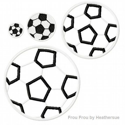 Soccer Ball Machine Applique Embroidery Design multiple sizes including 1,2,4,5 and 6 inches