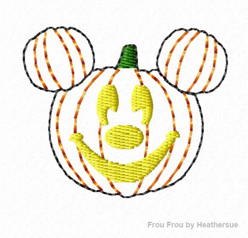 Clippie Pumpkin Mister Mouse Machine Embroidery In The Hoop Project 1, 1.5, and 2 inch