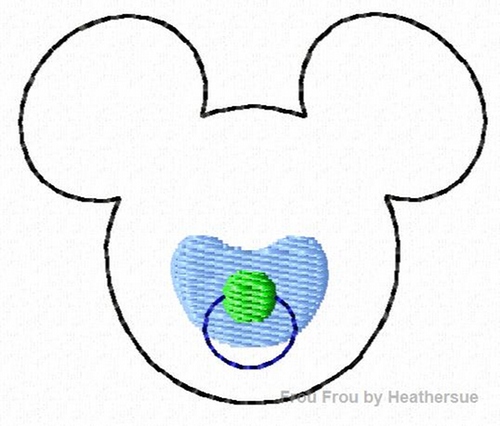 Clippie Pacifier mister mouse Machine Embroidery In The Hoop Project 1, 1.5, and 2 inch