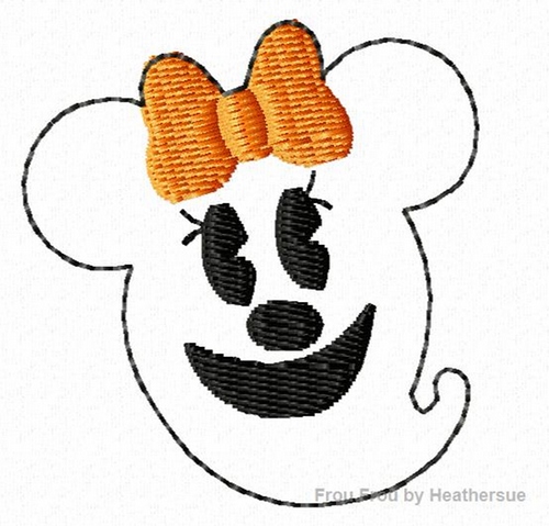 Clippie ghost miss mouse Machine Embroidery In The Hoop Project 1, 1.5, and 2 inch