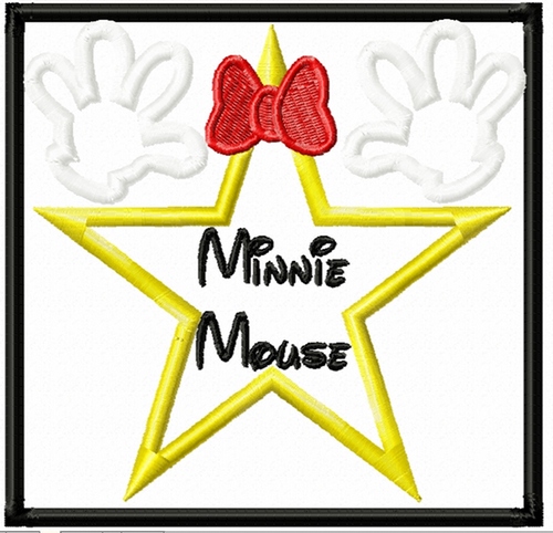Miss Mouse Hollywood Walk of Fame Star Machine Applique Embroidery Design, Multiple Sizes including 4 inch