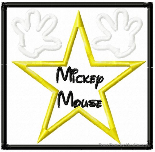 Mister Mouse Hollywood Walk of Fame Star Machine Applique Embroidery Design, Multiple Sizes including 4 inch