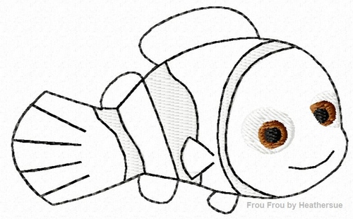 Clippies Neemo Clown Fish Machine Embroidery In The Hoop Project 1, 1.5, and 2 inch