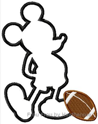 Silhouette Football Mister Mouse Machine Applique Embroidery Design, multiple sizes, including 4 inch