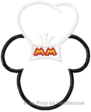 Mister Mouse Chef Cook Hat Machine Applique Embroidery Design, multiple sizes including 4 inch