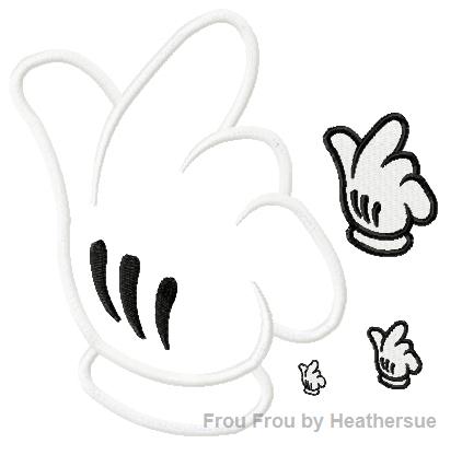 Pointing Mister Mouse Hand Machine Embroidery Design, multiple sizes including half, 1&quot;, 2&quot;, 3&quot;, 4&quot;, 7&quot;, and 10&quot;