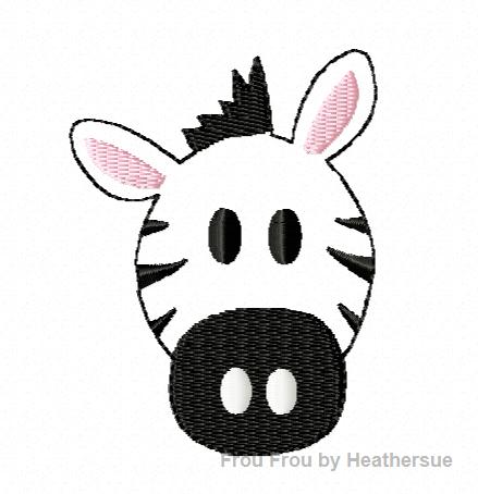 Clippie Zebra Head Machine Embroidery In The Hoop Project 1, 1.5, 2 and 3 inch