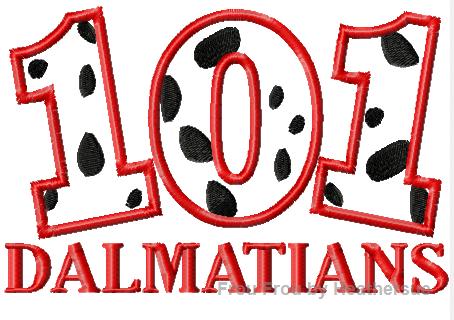Dalmatians Wording Machine Applique Embroidery Design, Multiple Sizes, including 4 inch