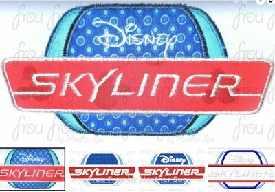Sky Ride Logo Machine Applique and filled Embroidery Design, Multiple Sizes including 2