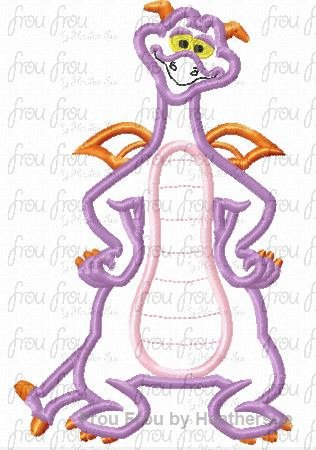 Imagination Dragon Full Body Machine Applique Embroidery Design, Multiple sizes including 4 inch