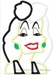 Cruel Dalmatian Lady Machine Applique Embroidery Design, Multiple Sizes, including 4 inch