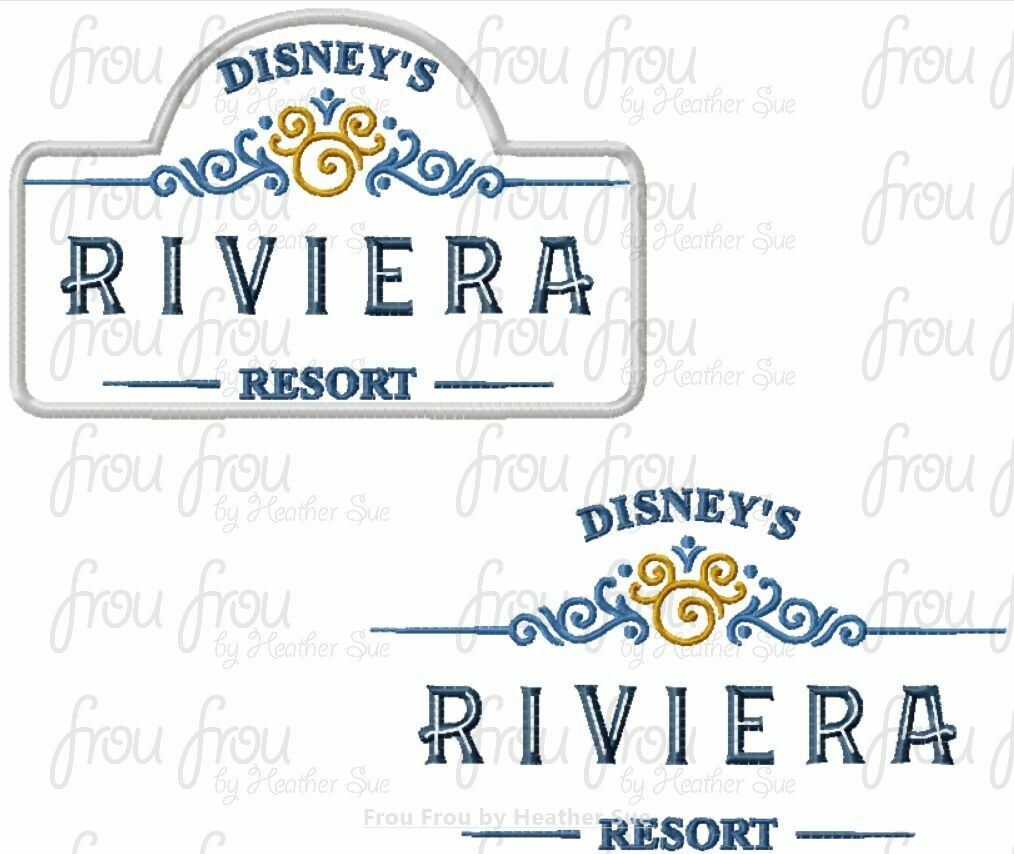 River Resort Hotel Motel sign TWO DESIGN SET machine applique Embroidery Design, multiple sizes- 3.5&quot;-16&quot;