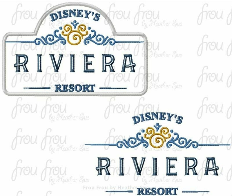 River Resort Hotel Motel sign TWO DESIGN SET machine applique Embroidery Design, multiple sizes- 3.5&quot;-16&quot;
