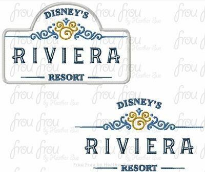 River Resort Hotel Motel sign TWO DESIGN SET machine applique Embroidery Design, multiple sizes- 3.5"-16"