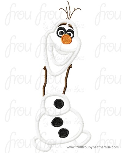 Oolaf Snowman Freezing Machine Applique Embroidery Design, multiple sizes including 4 inch