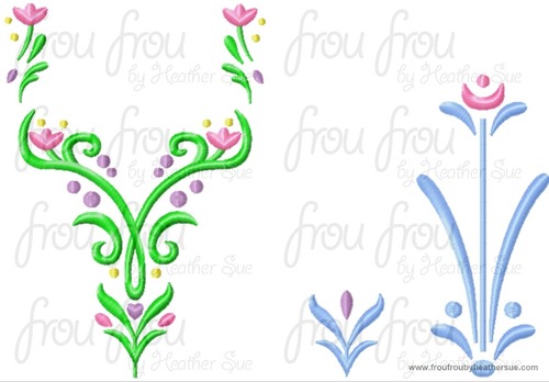 Annie Freezing Dress Embroidery FOUR Design SET Machine Embroidery Design, multiple sizes including 4 inch