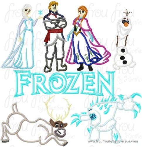 Freezing SEVEN Design SET Machine Applique Embroidery Designs, multiple sizes including 4 inch