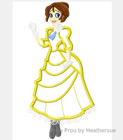 Jan Jungle Woman Full Body Princess Machine Applique Embroidery Design, Multiple sizes including 4 inch