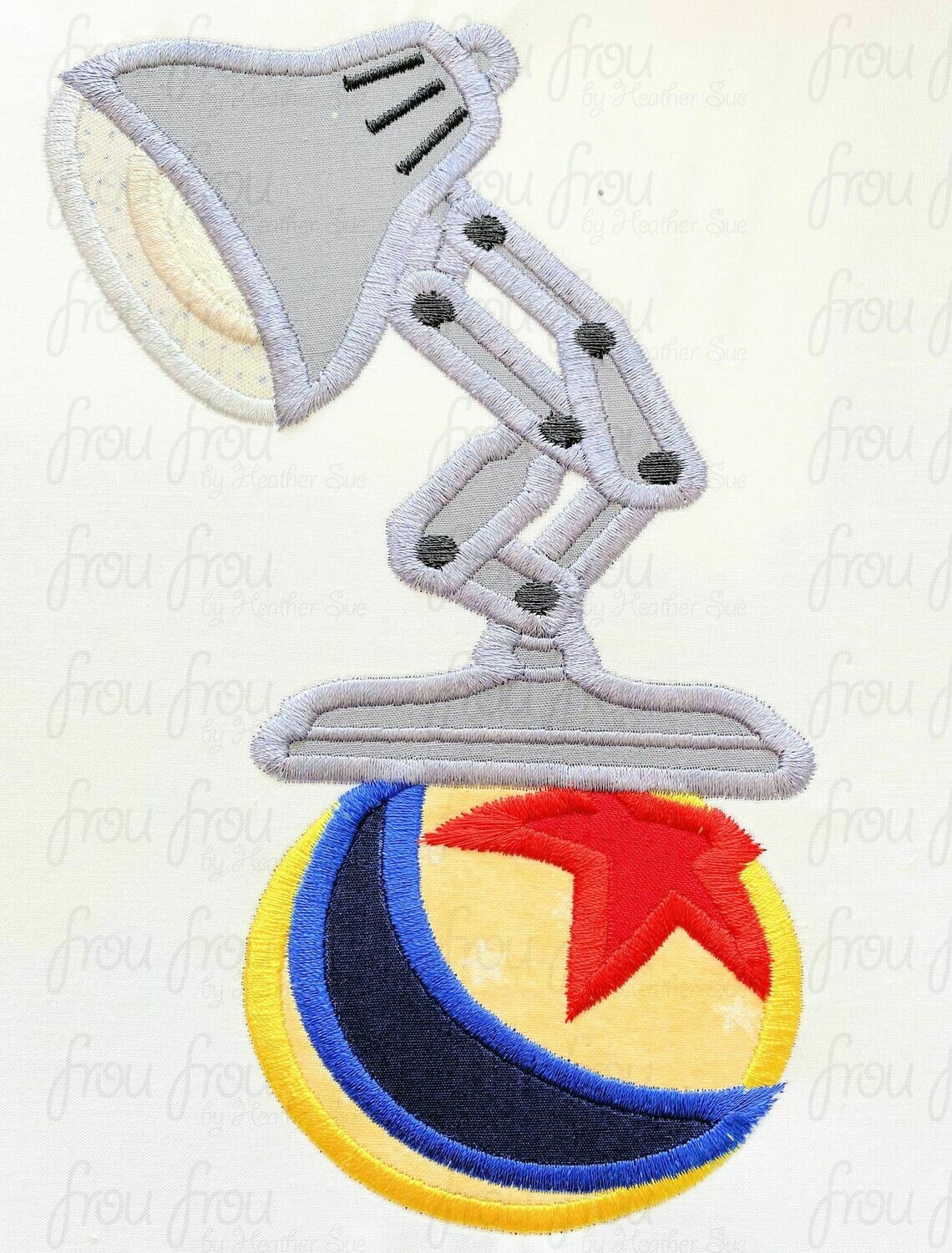 Pix Lamp on Ball Logo Machine Applique and filled Embroidery Design, Multiple Sizes including 1&quot;-16&quot;