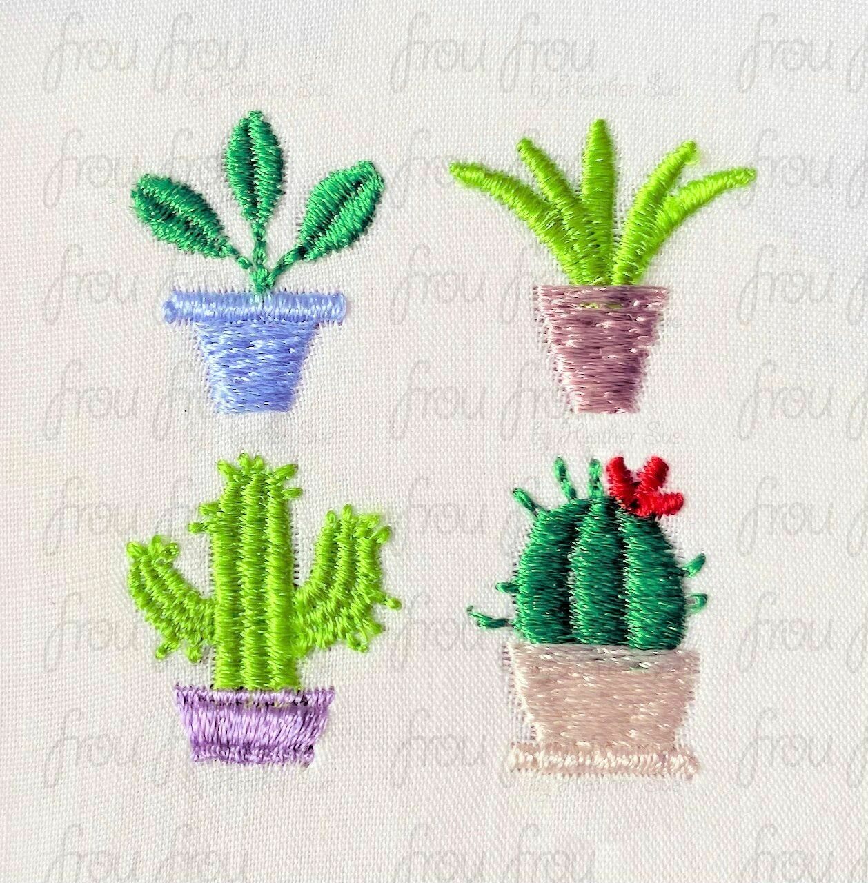 Plant and Cactus Tiny FOUR Design SET Machine Embroidery Design Multiple Sizes 1/2"-1.5"