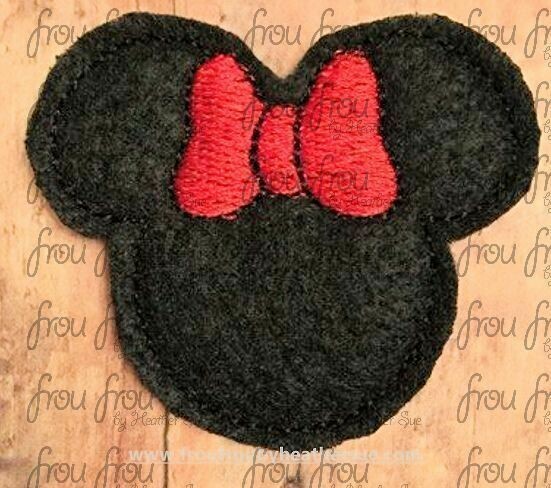 Clippie Miss Mouse Head Machine Embroidery In The Hoop Project 1&quot;-4&quot; and SORTED 2&quot; version