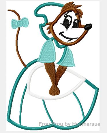 Sue Cindy&#39;s Mouse Machine Applique Embroidery Design, Multiple sizes including 4 inch