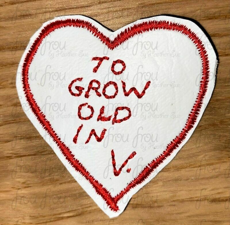 Clippie To Grow Old In V Heart Superhero Logo Patch Machine Embroidery In The Hoop Project 1, 1.5, 2, 3, and 4 inch and SORTED