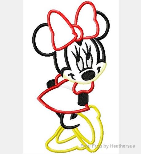 Full Body Miss Mouse Shy Machine Embroidery Applique Designs Multiple Sizes- including 4 inch