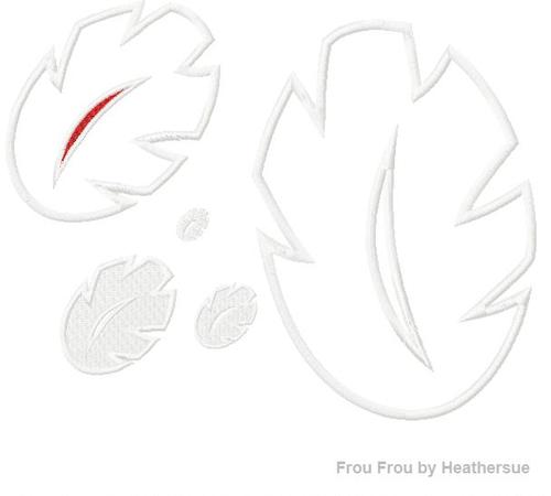 Lila&#39;s Leaf Machine Applique Embroidery Design, Multiple Sizes, including half, 1, 2, 3, 4, 7, and 10 inch