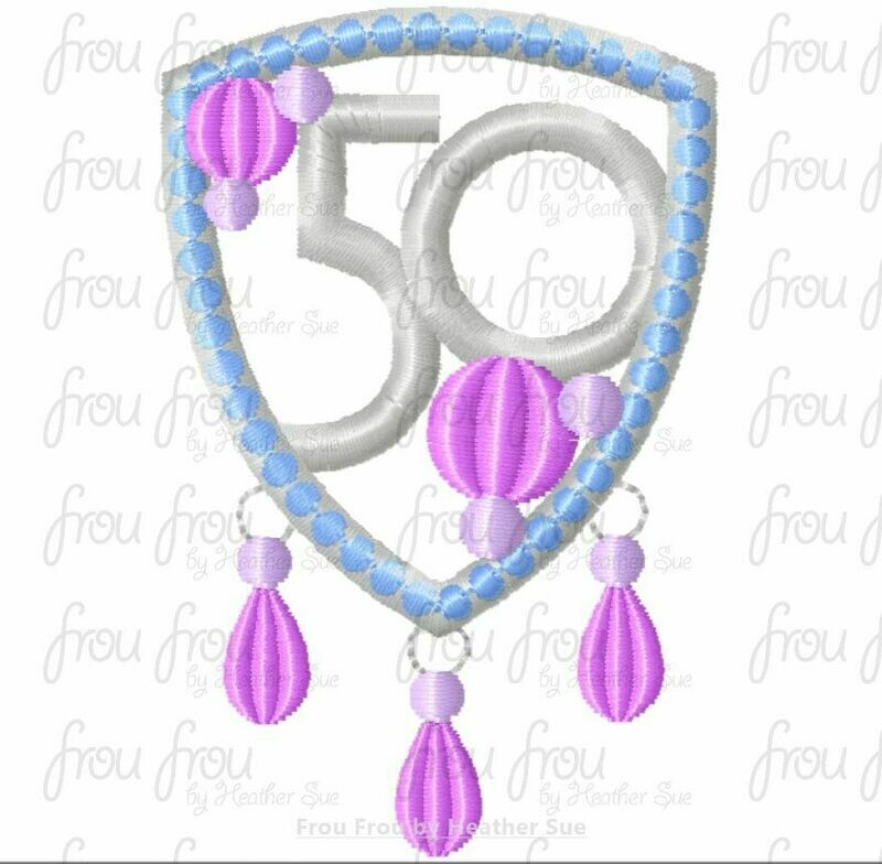 Dis World 50th Anniversary Pin on Mister and Miss Mouse Clothing Filled Embroidery Design 1.5"-10"