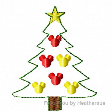Clippie Christmas Tree Mister Mouse Machine Embroidery In The Hoop Project 1, 1.5, 2, and 3 inch
