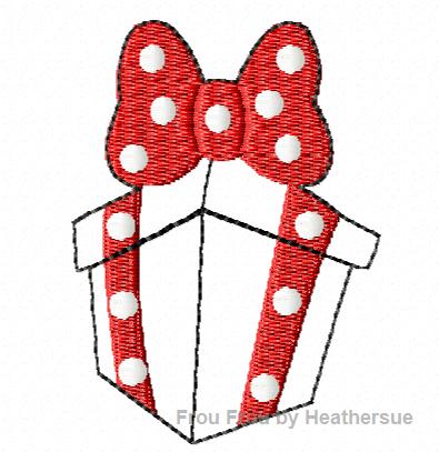 Clippie Gift Present Miss Mouse Christmas Birthday Machine Embroidery In The Hoop Project 1, 1.5, 2, and 3 inch